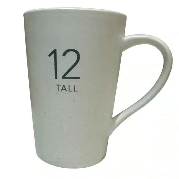 2011 Starbucks "12 Tall" 12oz White W/ Gray & Black Lettering Ceramic - Picture 1 of 4